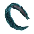 Dunkelgrünes Samt geflochtenes Stirnband, breiter Haarreif mit Zähnen, modisches Damenhaaraccessoire. - Dunkelgrün Mit Zähnen