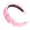 Rosa Samt geflochtenes Stirnband breites Haargummi Damen Mode Haarschmuck süßer Stil - Hellrosa (Mit Zähnen)