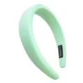 Mint green wide padded headband for women, solid color velvet hair hoop fashion accessory. - Thickened Wide Style (FV04) / Light Green