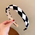 Korean style black and white diamond pattern sponge headband, fashion hair accessory for women. - Plaid Pattern / 1.8cm / Black and White