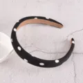 Black polka dot sponge headband for women, stylish fabric hair hoop, daily casual hair accessory. - Polka Dot Style / 1.8cm / Black
