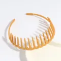 Yellow plastic teeth headband non-slip comb hair hoop daily casual hair accessory details - Yellow