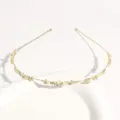 Gold slim alloy headband with delicate pearls and sparkling rhinestones for chic daily wear. - Cat's Eye Stone Butterfly