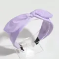 Purple knotted bow headband, stylish solid color wide hair hoop for women hair accessories - Light Purple Rabbit Ears / Light Purple