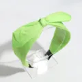 Neon green bow headband for women, wide fabric hair hoop and cute stylish hair accessory. - Bow Rabbit Ears Style / Grass Green