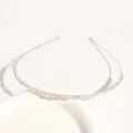 Slim Silver Alloy Headband with Rhinestones Pearls Cute Bow Hair Hoop for Women Girls - Bowknot with Pearl