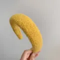 Yellow wide boucle headband fluffy sweet cute hair hoop high crown fleece hair accessories - Yellow Sherpa