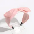 Pink bow headband, cute wide brim hair accessory for women and daily fashion wear. - Bow Rabbit Ears Style / Light Pink