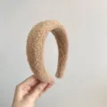 Thick fluffy teddy fleece headband for women, cozy winter hair hoop, casual daily hair accessory. - Khaki Sherpa