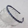 Blue crystal beaded headband, stylish thin rhinestone hair hoop for women and girls daily wear. - Blue Rhinestone