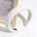 White fleece wide headband in Korean style sweet fluffy fashion hair accessories - White Lamb Wool