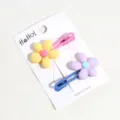 Conjunto de pinzas de pelo de flores coloridas, horquillas de moda dopamina para niñas y niños uso. - Amarillo + Púrpura
