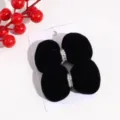 Black velvet bow hair clips with elegant pearl details, perfect for winter and holiday styling. - Pearl Bow Hair Clip / 1 Pair / Black