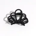 Pinza de pelo mate negra de metal, elegante pinza de tiburón con diseño de corona para cabello. - Forma de Concha/Corona / Negro