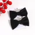Black velvet bow hair clips with rhinestone crown, cute side clips for women and girls winter. - Small Crown Hair Clip (7cm) / 1 Pair / Black
