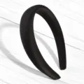Serre-tête rembourré en satin noir pour femme, bandeau éponge épais pour accessoire de mode élégant - Style Rembourré de Couleur Unie / Noir