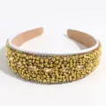 Chic wide gold beaded headband with sparkling rhinestones elegant hair hoop for daily wear - Gold Bead Rhinestone Style