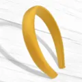 Serre-tete rembourre en satin jaune, cerceau de cheveux eponge haute mode accessoire cheveux. - Style Rembourré de Couleur Unie / Curcuma