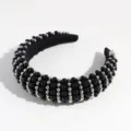 Cerchietto per capelli largo nero con perle elegante accessorio moda donna di tendenza - Nero argento