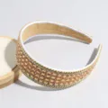 Wide crystal beaded headband for women luxury rhinestone hair hoop elegant fashion hair accessories - Gray Base Champagne Square Rhinestone Style