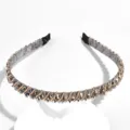 Silver and gold crystal beaded headband, elegant rhinestone hair hoop for women and girls. - Gray Rhinestone Small Beads