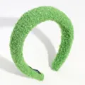 Green Tweed Headband Sweet Cute Woven Hair Hoop High Crown Wide Hair Accessories - Dark Green Sherpa