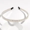 Crystal beaded headband thin silver sparkle hair hoop elegant sweet hair accessory for women - Clear Rhinestone Large Beads