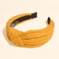 Yellow knitted headband variant, sweet wide braided hair accessory for daily wear and styling. - Ginger Yellow Knotted