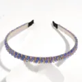 Blue crystal rhinestone thin metal hair hoop sweet style crystal beaded headband for women - Blue Rhinestone Large Beads