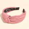 Pink Knitted Knotted Headband Wide Brim Sweet Hair Accessory Variant Fashion Item - Pink Knot