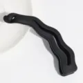Matte black wavy banana hair clip, stylish minimalist hair accessory for daily casual wear. - Wave Style / Black