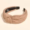 Brown knitted knotted headband wide hair hoop cute winter hair accessories for women - Khaki Knotted