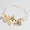 Gold metal butterfly headband, elegant thin double-band hair hoop, stylish accessory for women. - Alloy Big Butterfly