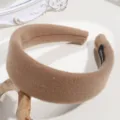 Elegant camel wide woolen headband for women, thick padded hair hoop for sweet everyday styling. - Light Coffee Tweed