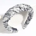 Chic black and white tweed headband for women, wide high crown hair accessory for daily wear. - Black and White