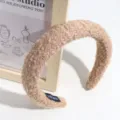 Beige textured woven headband, wide brim high crown hair hoop, sweet style hair accessory. - Khaki Sherpa
