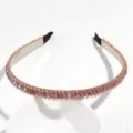 Pink Crystal Rhinestone Thin Metal Headband Sweet Fairy Hair Hoop Women Accessory - Purple Rhinestone & Rice Beads (Three Rows)