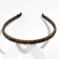 Crystal Rhinestone Thin Headband Elegant Sparkly Hair Hoop for Women Girls Fashion - Black Rhinestone + Seed Beads (Three Rows)