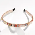 Crystal Rhinestone Headband Korean Style Colorful Beaded Hair Hoop Elegant Hair Accessories for Women - Multicolor Rhinestone + Rice Beads (Three Rows)