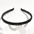Black crystal rhinestone thin headband, elegant beaded hair hoop for women and girls. - Black Rhinestone + Black Beads (Three Rows)