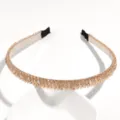 Elegant crystal beaded headband sparkling rhinestones thin metal hair hoop for sweet hair styling - Champagne Rhinestone + Rice Beads (Three Rows)
