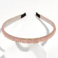 Sparkling crystal beaded headband pink sweet hair hoop elegant fashion hair accessories for women - Pink Rhinestone + Rice Beads (Three Rows)