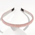 Pink crystal headband, sparkling rhinestone thin hair hoop, sweet daily hair accessory. - Pink Rhinestone + Pink Beads (Three Rows)