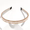 Korean style crystal beaded thin metal headband sweet hair hoop women hair accessory variant - White Rhinestone + Seed Beads (Three Rows)