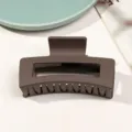 Pinza de pelo cuadrada marrón mate para mujer, accesorio minimalista de uso diario elegante. - Estilo Cuadrado 8.5cm / Marrón Oscuro