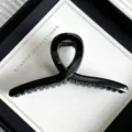 Pinza de pelo negra para mujer, elegante pinza de tiburón geométrica de resina para peinado. - Pinza de pelo geométrica grande / 15cm / Negro Brillante