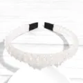 Elegant white crystal beaded headband for women, sparkling rhinestone hair hoop accessory. - Beaded White