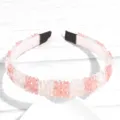 Pink crystal beaded thin hair hoop sweet style sparkle hair band for daily wear accessories - Pink Zirconia