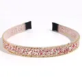 Korean style crystal rhinestone headband thin metal hair hoop sweet hair accessories for women - Double Chain Pink