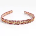 Korean style red crystal rhinestone thin headband, sweet sparkling hair hoop for women. - Red